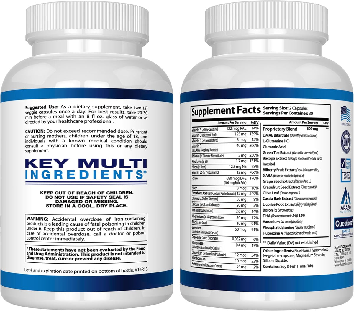 Arazo Nutrition Brain Plus – Nootropic – Mental Clarity and Reduced Brain Fog: Supporting circulation and oxygen – Image 3