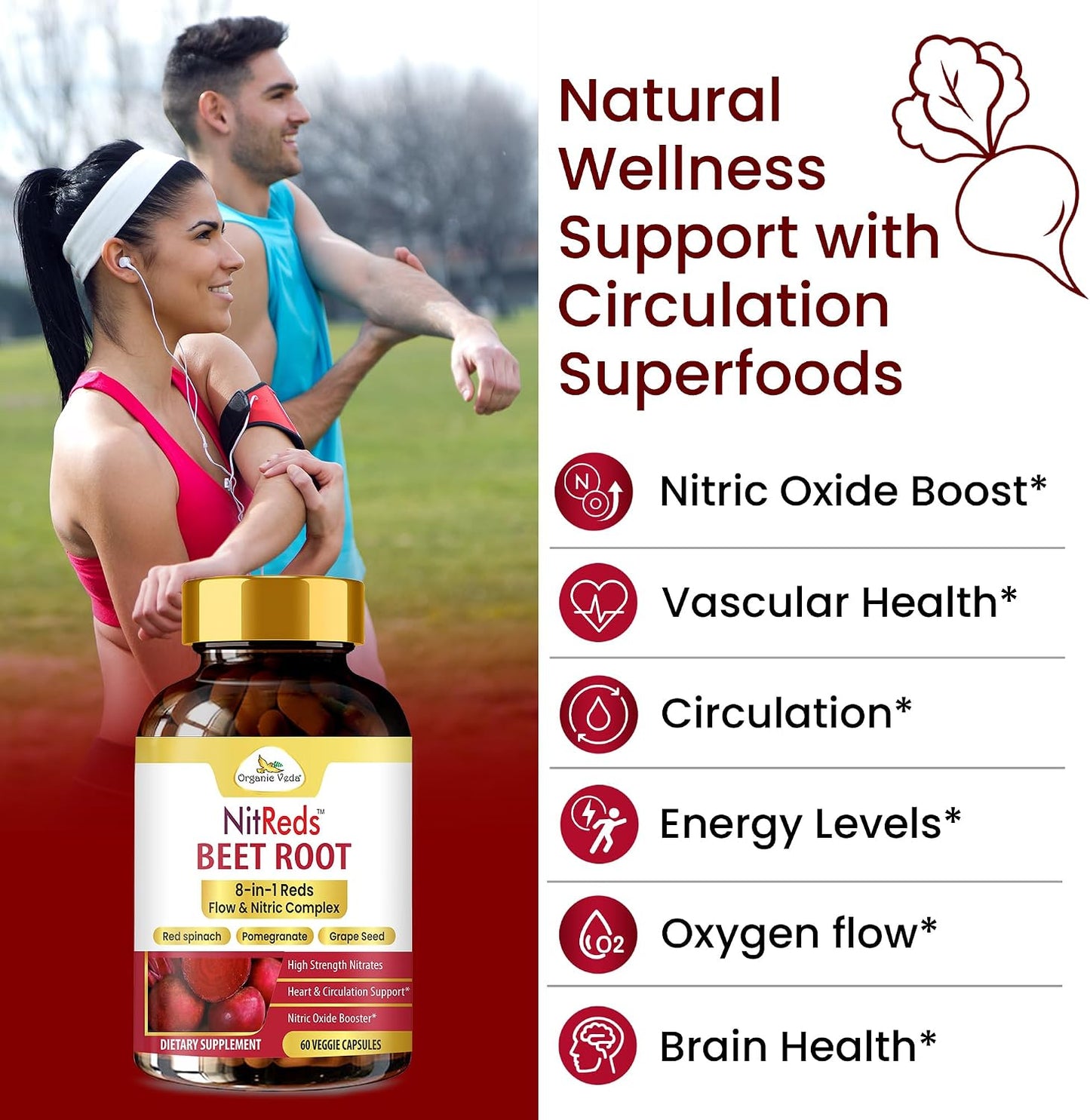 NitReds Beetroot Nitric Oxide Supplement – 60 Capsules - görsel 5