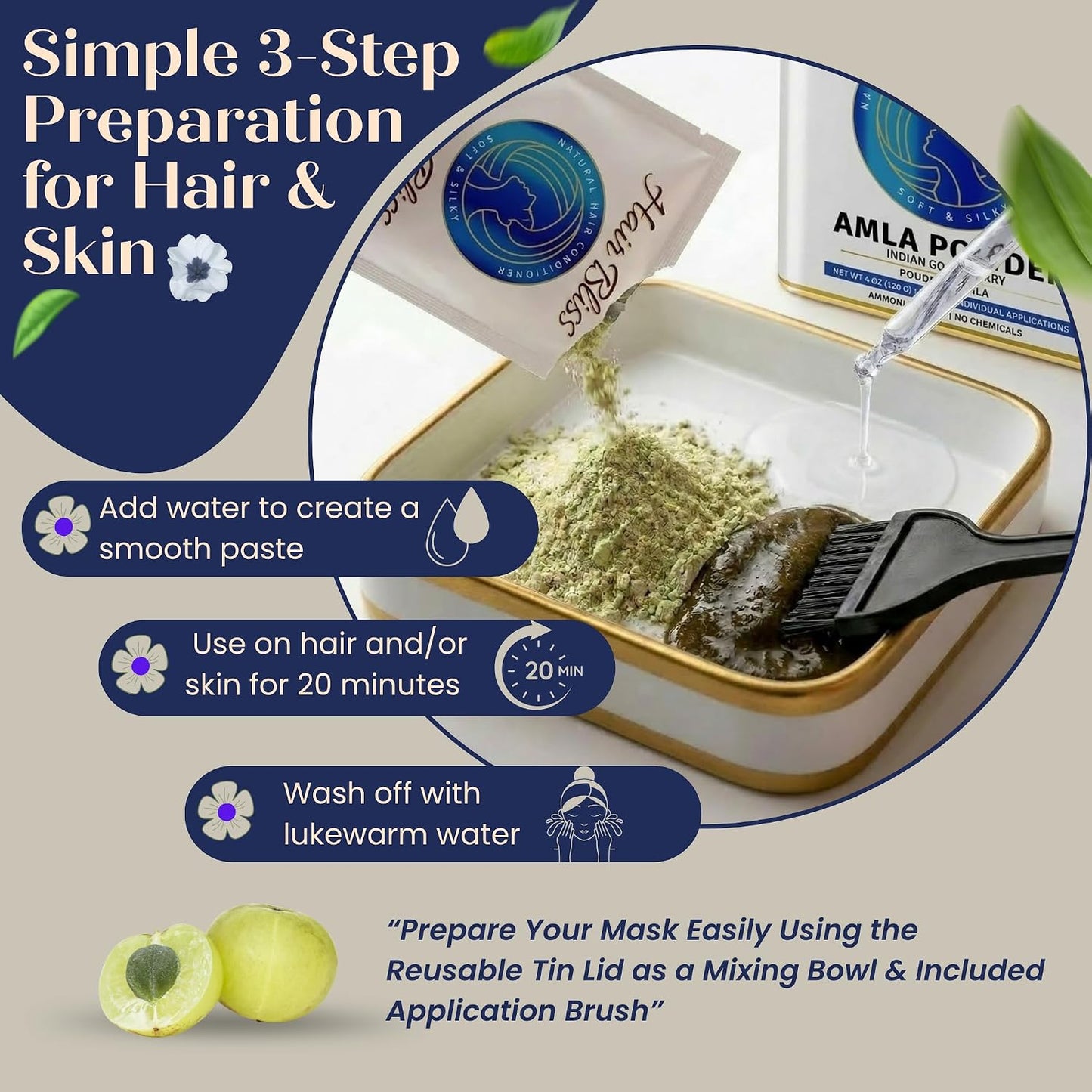 Pride Of India - Indian Amla (Amalaki) Gooseberry Berry Herbal Hair & Skin Care Powder, 8 oz - görsel 5