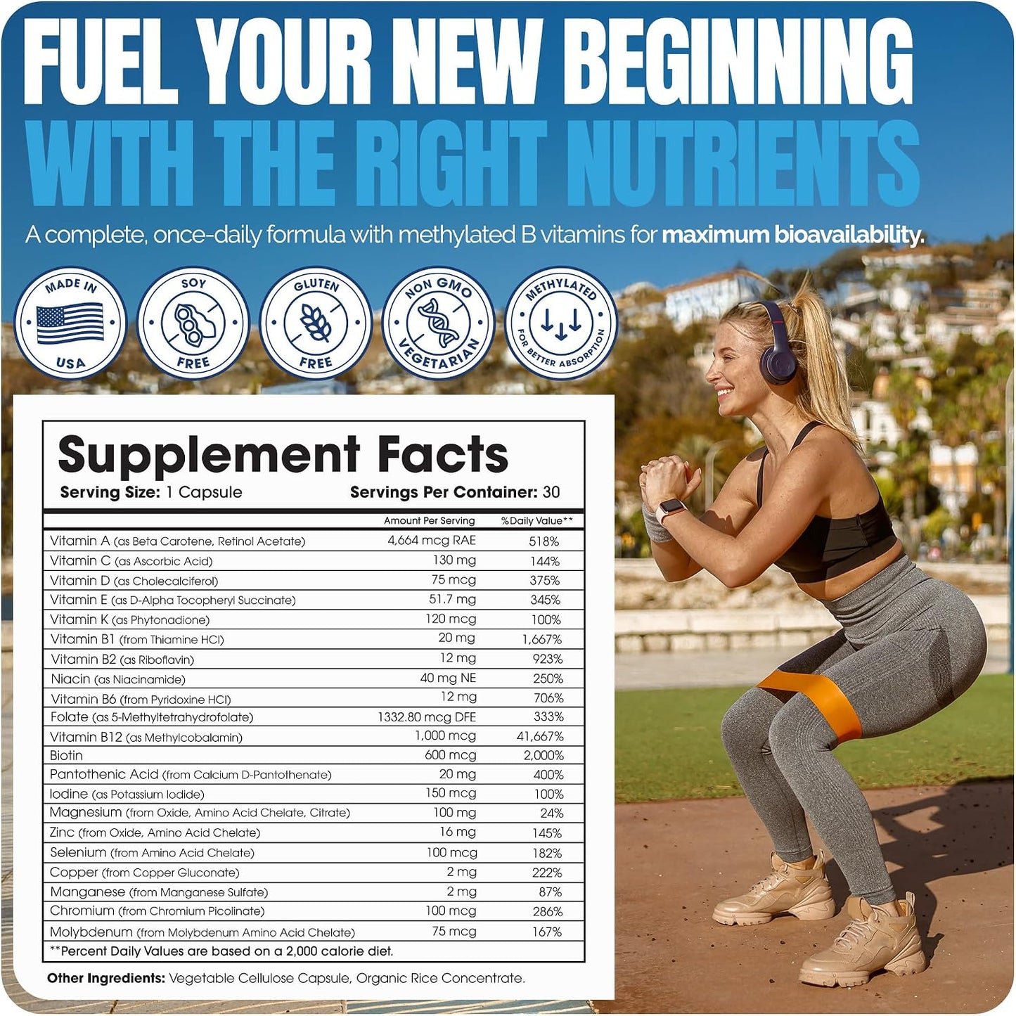 Bariatric Multivitamin Without Iron - Methylated B12 & Folate for Gastric Bypass & Sleeve Surgery | ASMBS Compliant | 1 Daily Capsule, 21 Nutrients | Made in USA, 30 Capsules - görsel 2