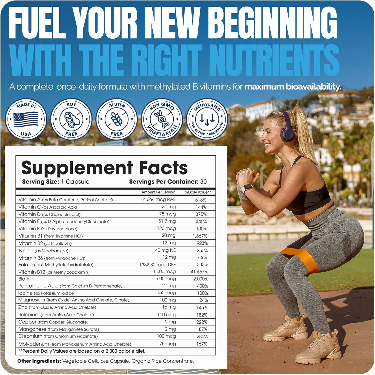 Bariatric Multivitamin Without Iron - Methylated B12 & Folate for Gastric Bypass & Sleeve Surgery | ASMBS Compliant | 1 Daily Capsule, 21 Nutrients | Made in USA, 30 Capsules - görsel 2