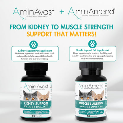 AminAmend Muscle Support Pet Supplement for Small Dogs and Cats with CaHMB and Vitamin D3 – 30 Capsules – Image 8