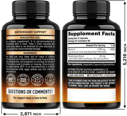 Liposomal Vitamin C 1700 mg – High – Antioxidant Defence: Both ascorbic acid and ascorbyl palmitate act as – Image 2