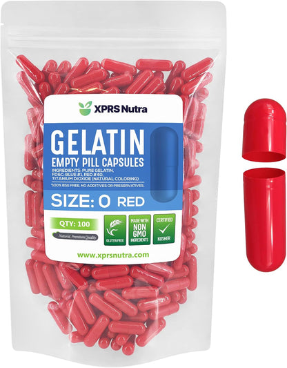 XPRS Nutra Size 0 Empty Capsules - 100 Count Empty Gelatine Capsules