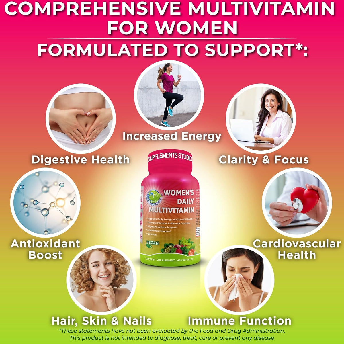Women's's Daily Multivitamin with Iron – – Probiotics and Digestive Enzymes : A 5-strain probiotic blend plus – Image 5