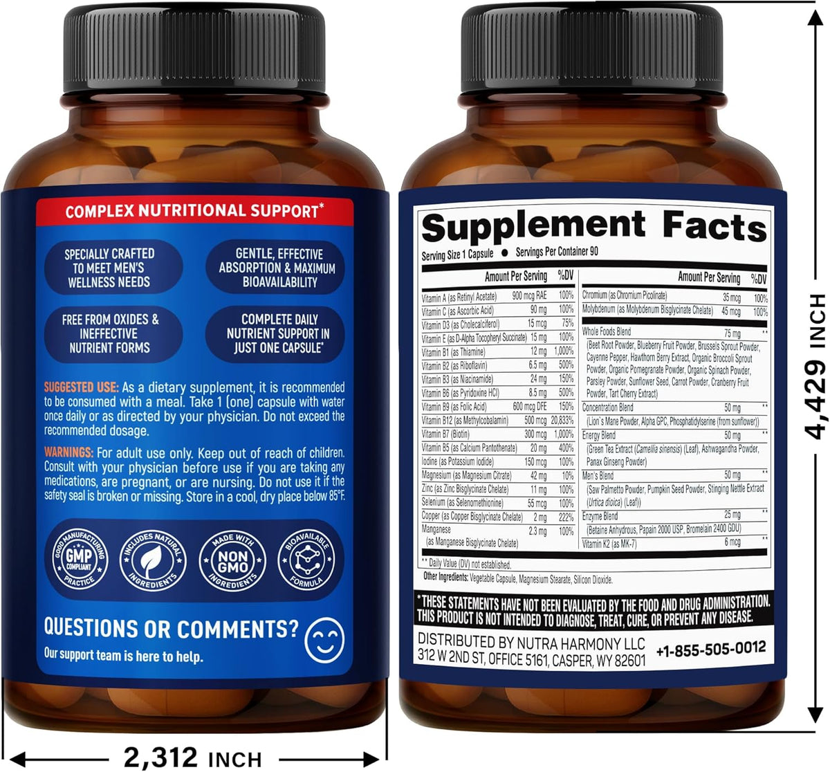 Multivitamin for Men - 46-in-1 with – Focus and memory – Zinc and B12 contribute to normal cognitive function.* – Image 2