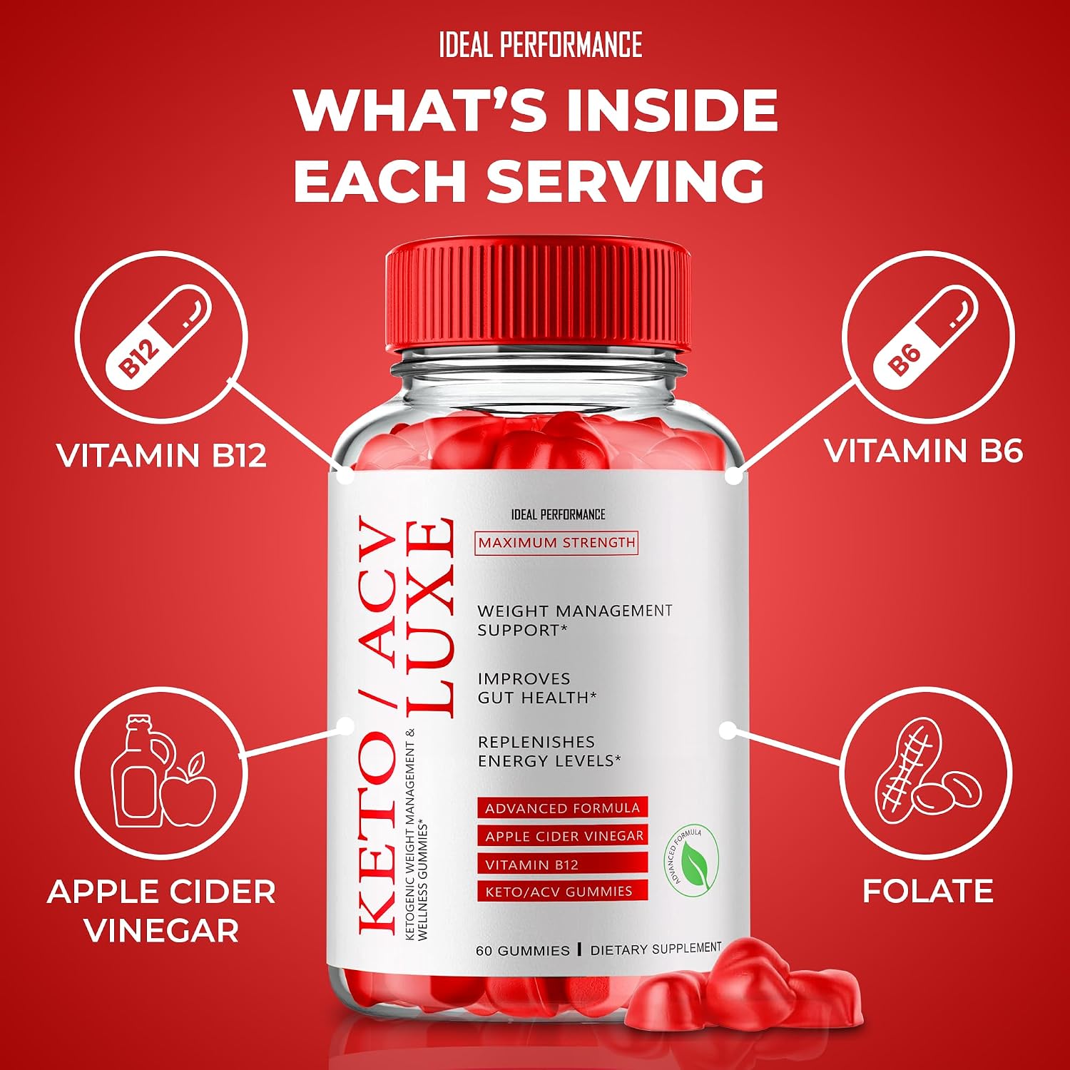 Keto Luxe + Gummies, Keto Luxe ACV Keto Supplement Gummies - Maximum Strength, Keto+ ACV Gummies, All Natural Support Formula, 3 Pack - görsel 4