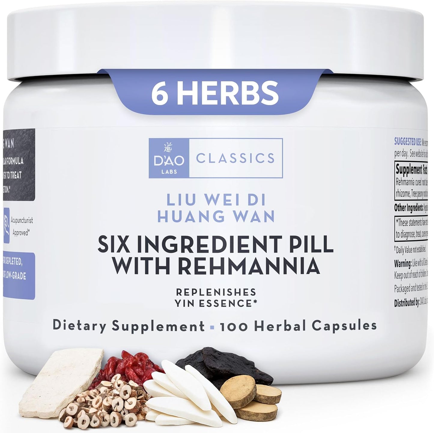 D'AO Labs Six Ingredient Pill with Rehmannia - Liu Wei Di Huang Wan, 100 Capsules - görsel 1