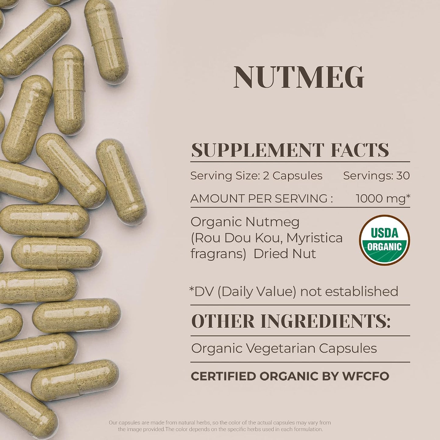 Garden Organics Organic Nutmeg Capsules (60 Capsules) – USDA Certified High-Potency Supplement - görsel 3