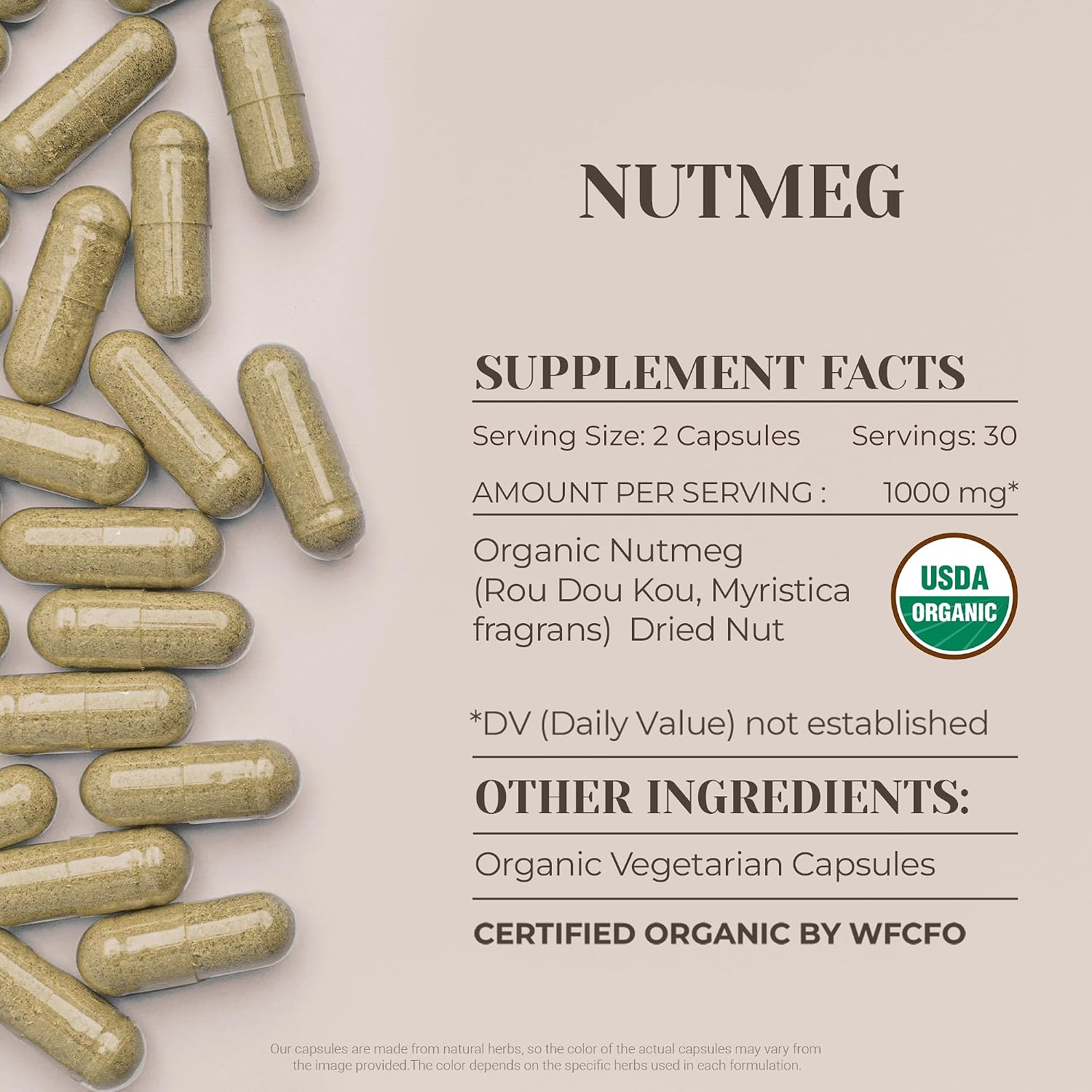Garden Organics Organic Nutmeg Capsules (60 Capsules) – USDA Certified High-Potency Supplement - görsel 3
