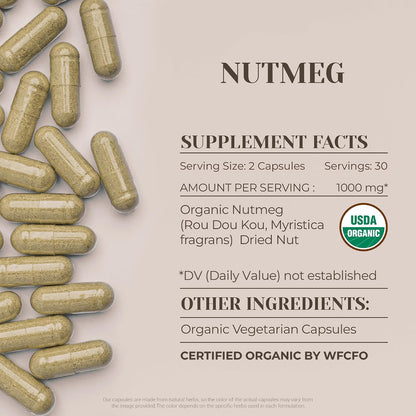 Garden Organics Organic Nutmeg Capsules (60 Capsules) – USDA Certified High-Potency Supplement