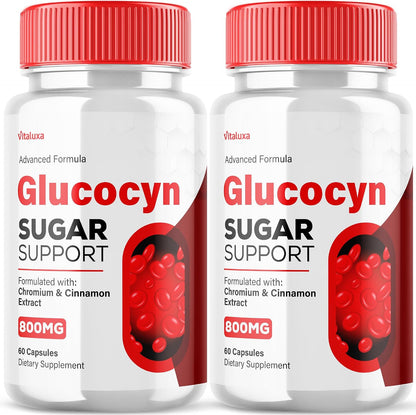 (2 Pack) Glucocyn Support Capsules – Maximum Strength Glycogen Health Formula 800mg – Image 1