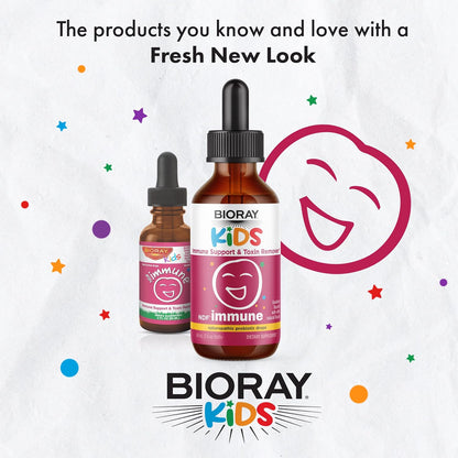 BIORAY Kids NDF Immune, Blueberry – 60 mL – Immune Support & Natural Detox – Non-GM, Vegan, Gluten free – 30 Servings