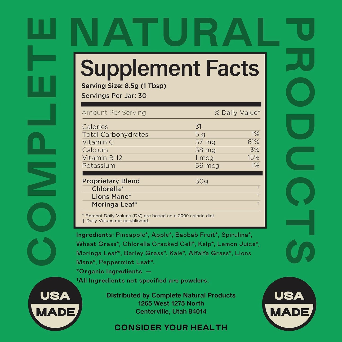 Good Greens Superfood Powder - The Healthy Greens Blend - 255g (30 Servings) - görsel 4