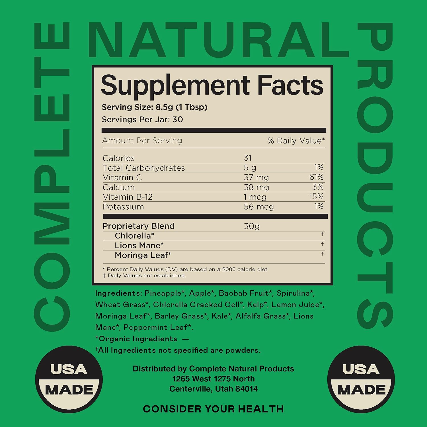 Good Greens Superfood Powder - The Healthy Greens Blend - 255g (30 Servings) - görsel 4