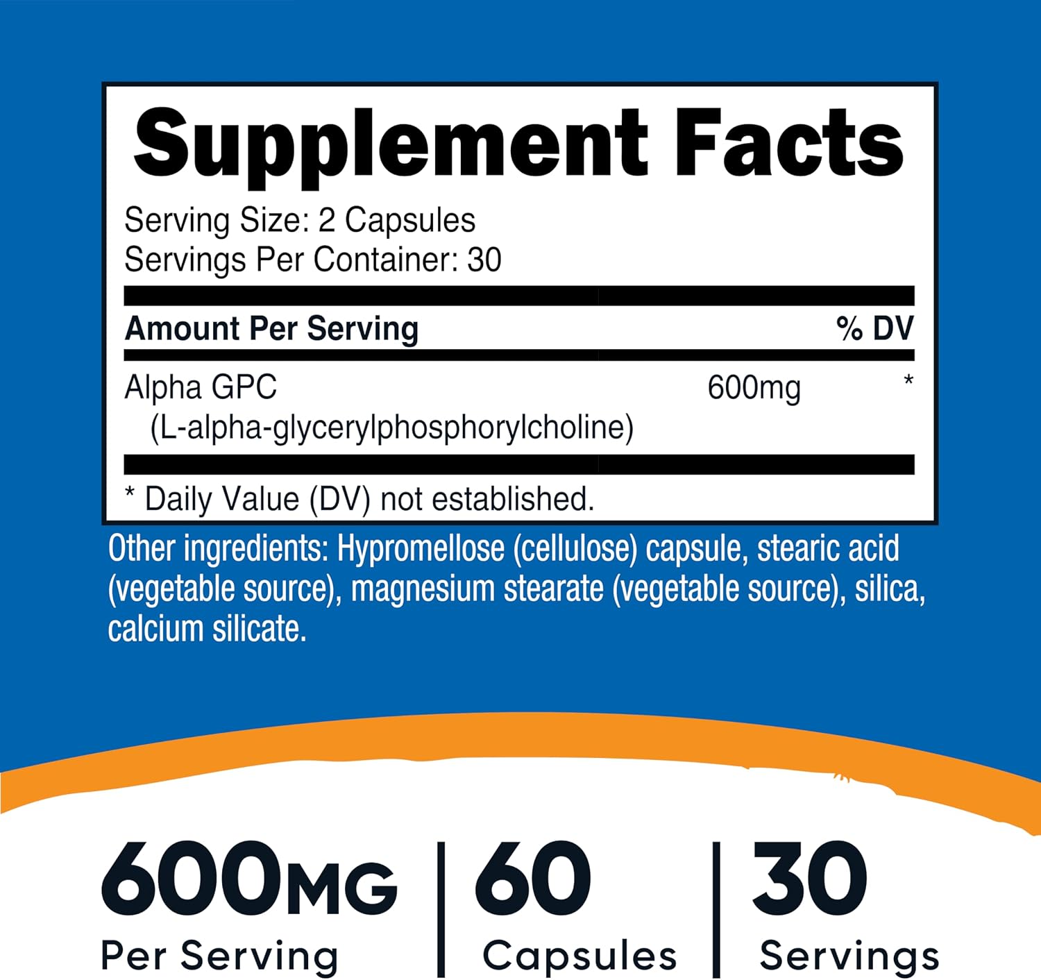 Nutricost Alpha GPC 600mg (300mg per Capsule) - 120 Vegetarian Capsules - görsel 2