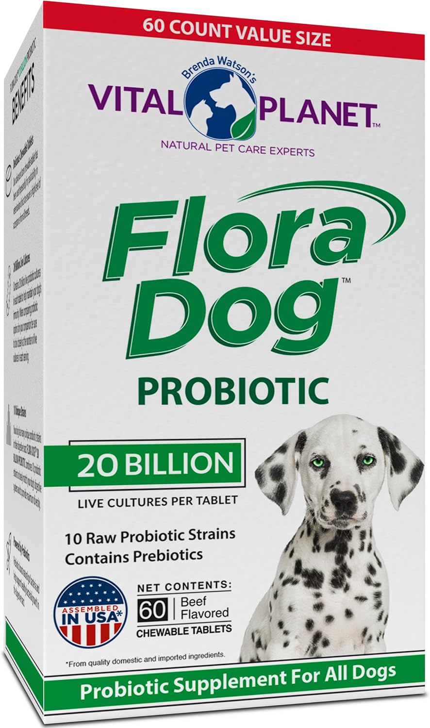 Vital Planet Flora Dog Probiotic for Dogs - 20 Billion CFU, 60 Chewable Tablets - görsel 1