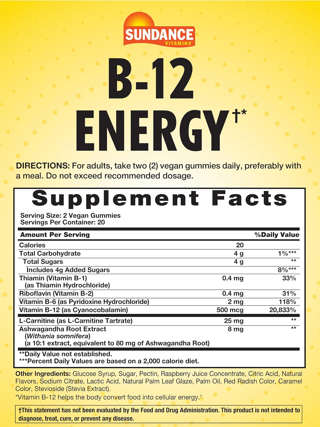 Sundance Vitamins B-12 Energy Gummies | – Nervous system health: maintains the myelin sheath around nerves for – Image 2