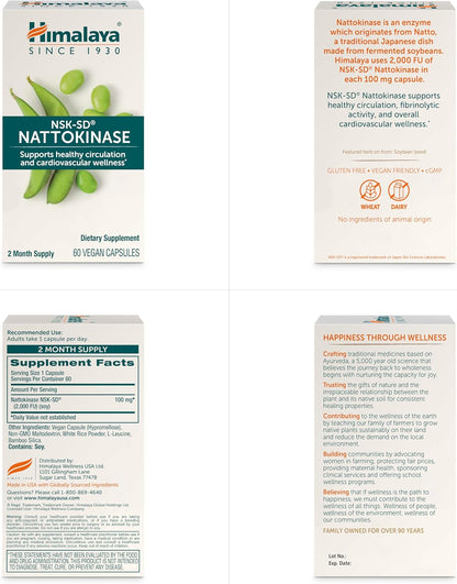 Himalaya NSK-SD Nattokinase, Dietary Supplement for Healthy Circulation, Vegan, Gluten Free Natto Extract, 100 mg, 60 – Image 7