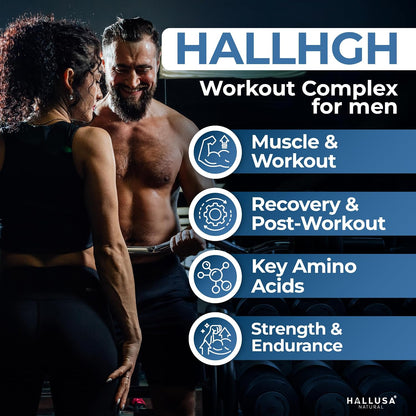 Hallusa Natural HGH Releasing Support Supplement - L-Arginine & Ornithine, Nitric Oxide Support for Muscle Recovery and Performance - 60 Tablets