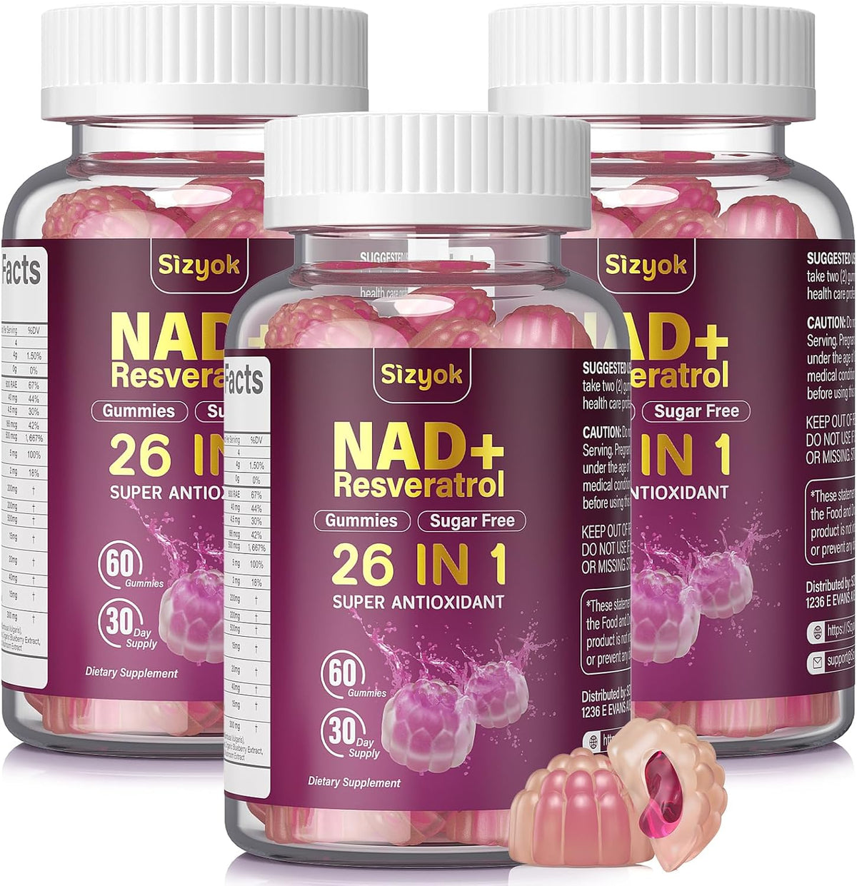 NAD Resveratrol Gummies for Women's - – NAD+ (500 mg) : A coenzyme crucial for cellular energy and DNA repair – it – Image 1