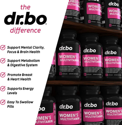 DR. BO Women's Multivitamin - Natural Daily Multivitamin with Magnesium & Zinc - Iron & Soy-free