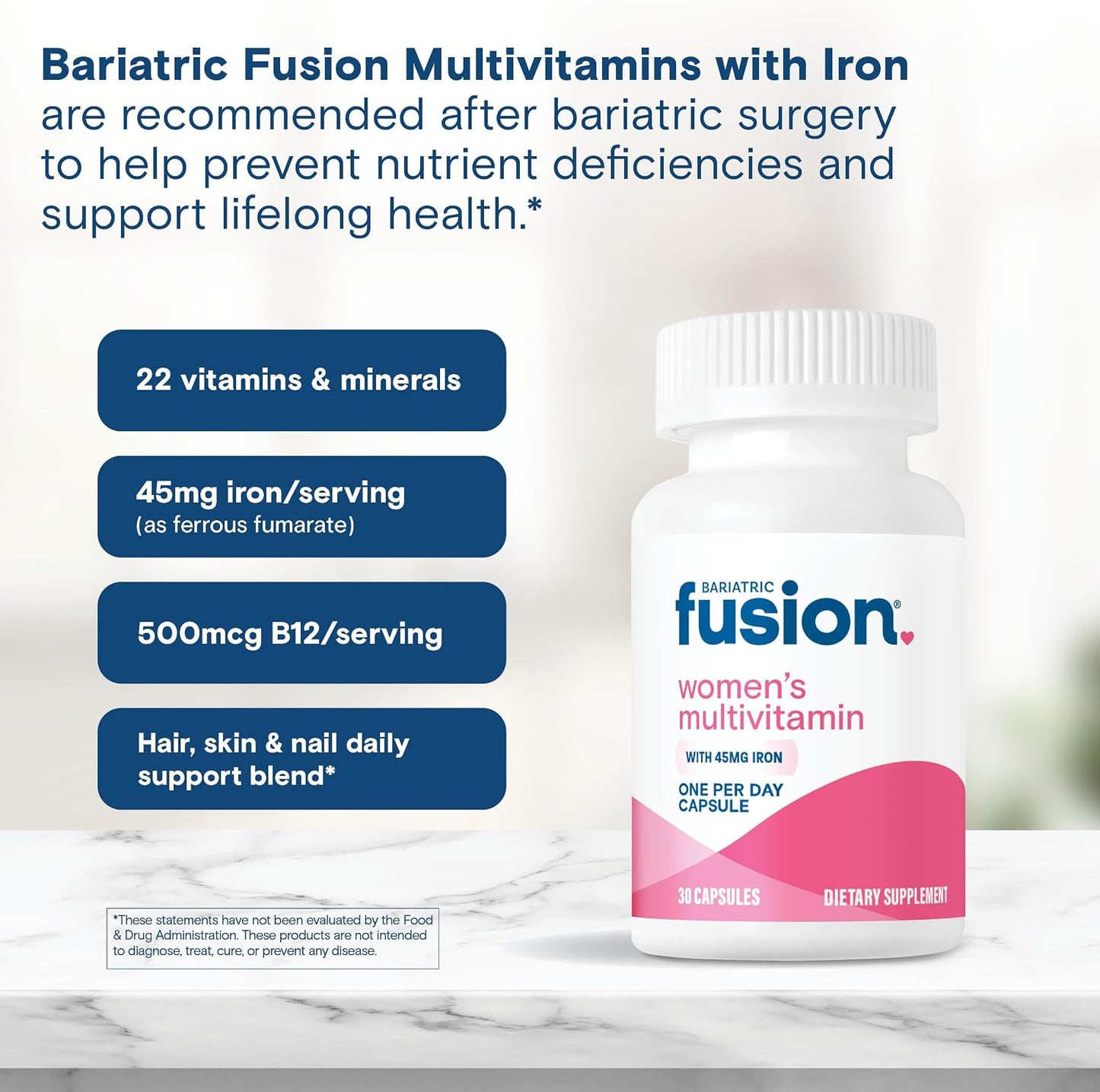 Bariatric Fusion Bariatric Multivitamin with Iron for Women – Hair, Skin & Nails Complex – 30 Capsules (1 Month) - görsel 5