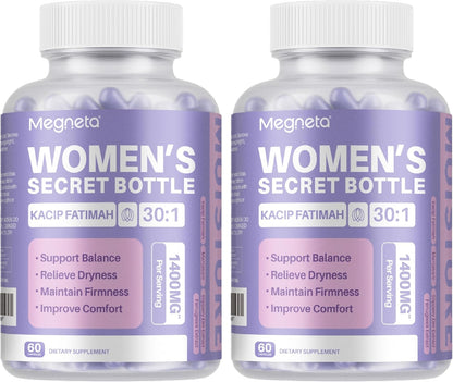 MEGNETA Women's's Wellbeing Herbal Blend – Kacip Fatimah, Fenugreek, Slippery Elm Bark, Manjakani – 60 Capsules