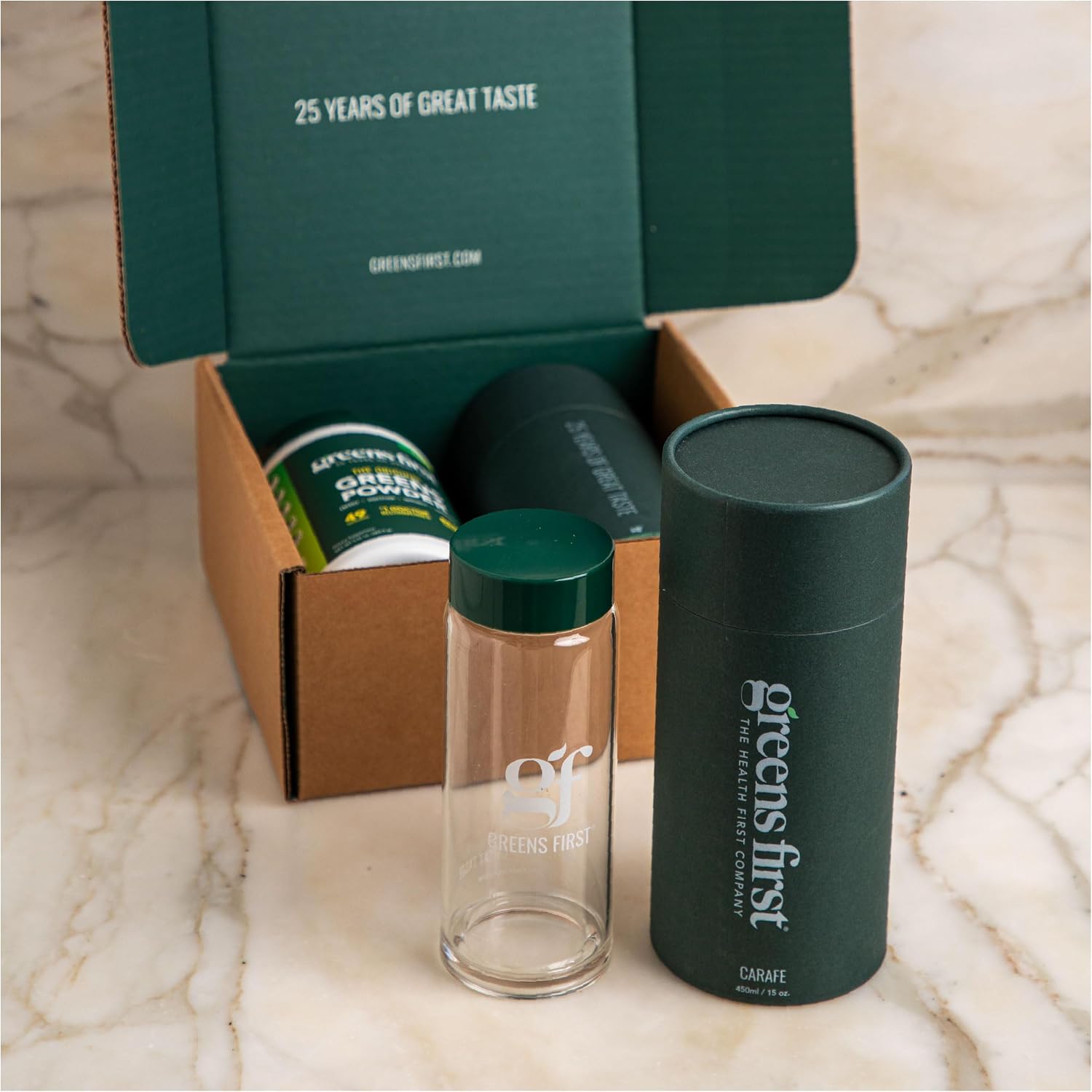 Greens First Gift Set – Organic Greens Powder Mint & Limited Edition Glass Carafe (30 Serves) - görsel 4