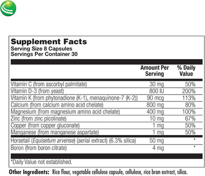 Nutra BioGenesis Osteogenesis - Bone Health Supplement with Vitamin D3, K2, Calcium, Magnesium, Zinc, Boron & Silica - 240 Veggie Capsules