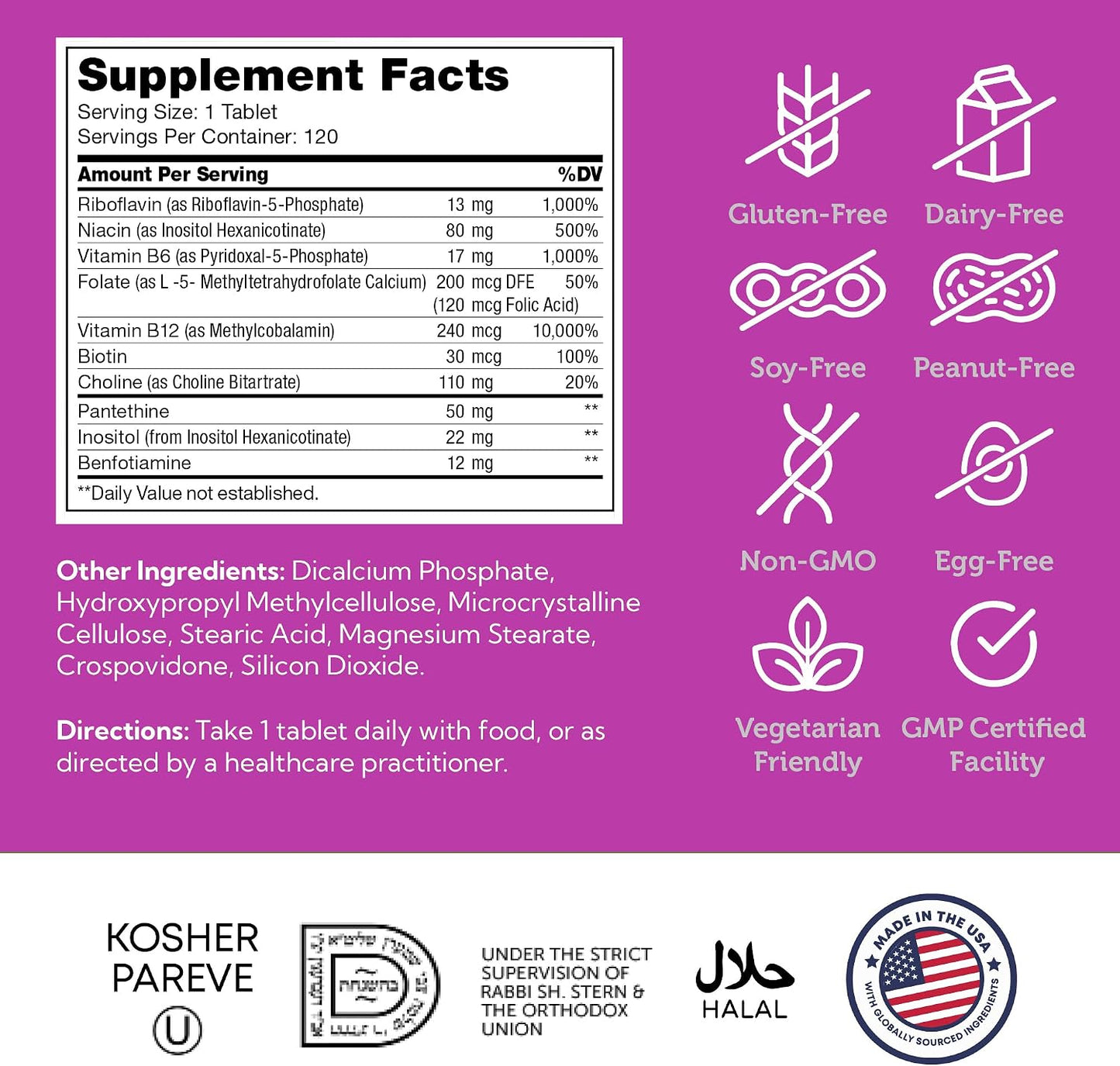 Zahler B-Complex Vitamins - Advanced 2-Stage Delivery System - 120 Tablets - görsel 5