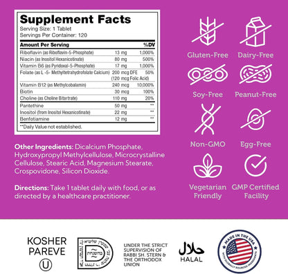 Zahler B-Complex Vitamins - Advanced 2-Stage Delivery System - 120 Tablets