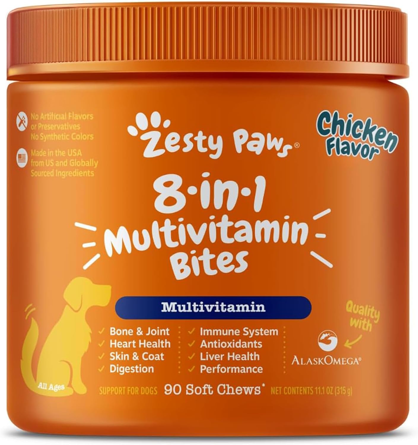 Zesty Paws Multifunctional Bites Dog Multivitamin, Chicken, 90 Chews - görsel 1