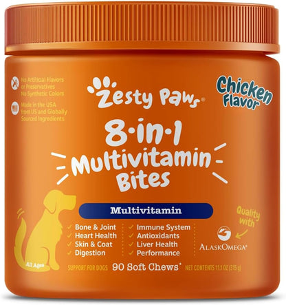 Zesty Paws Multifunctional Bites Dog Multivitamin, Chicken, 90 Chews