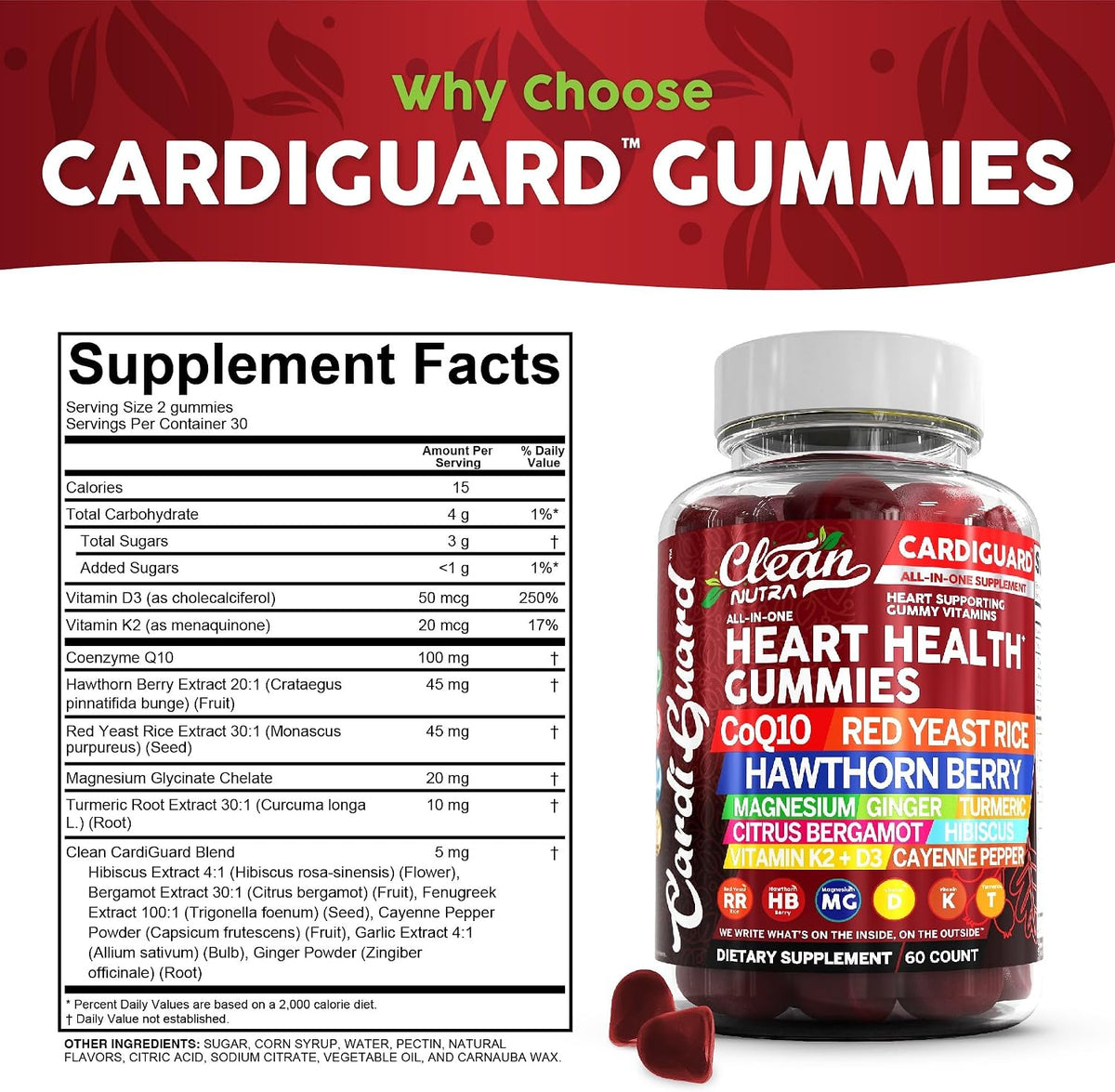 Clean Nutraceuticals CardiGuard - CoQ10 – Hawthorn Berry: Rich in flavonoids that support blood vessel health. – Image 3