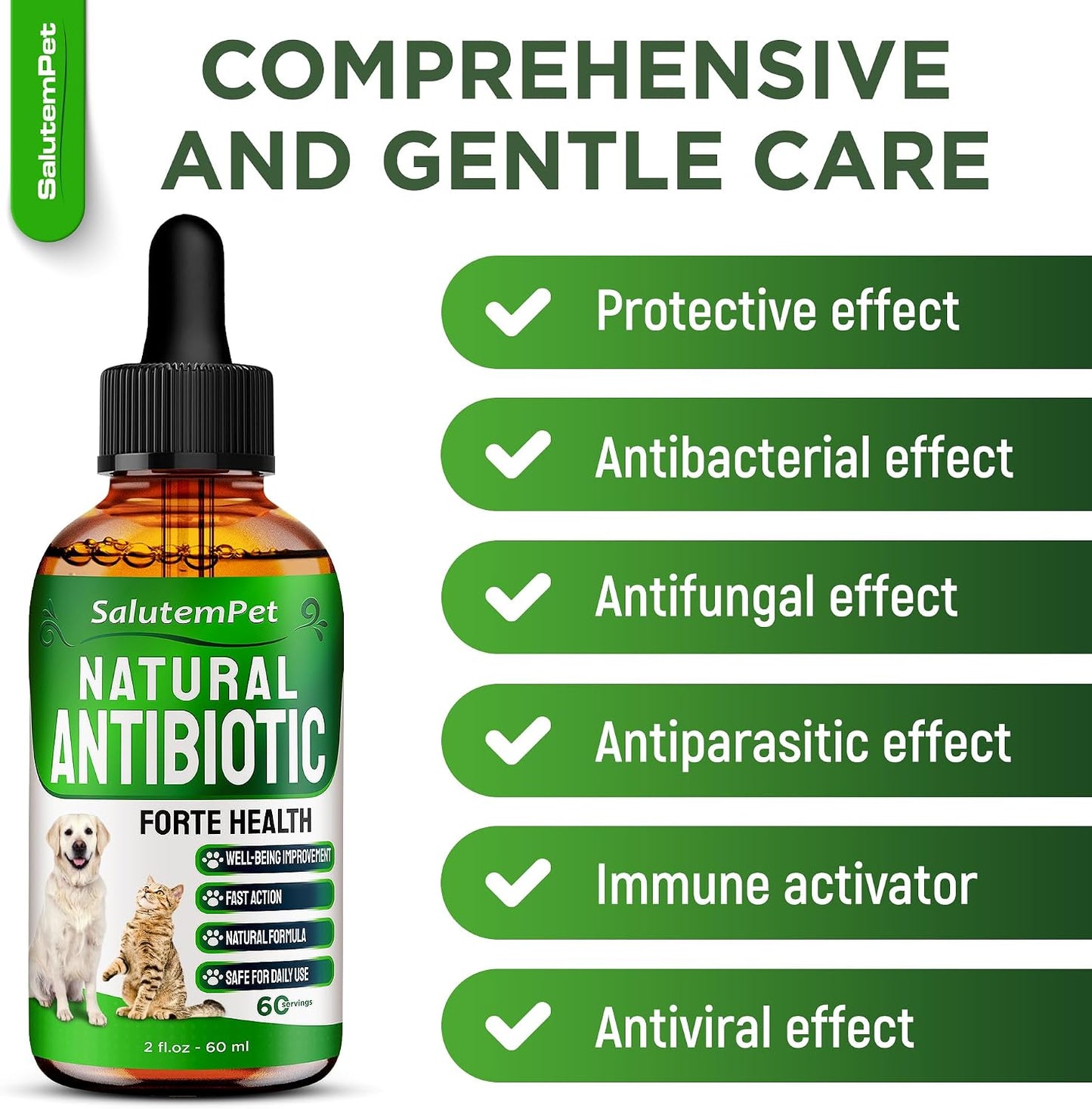 Natural Antibiotics for Dogs to Help with Allergies and UTIs | Kennel Cough Remedy for Dogs | Infection Support for Cats | Herbal Supplement Great for All Breeds and Ages | 60 mL - görsel 2