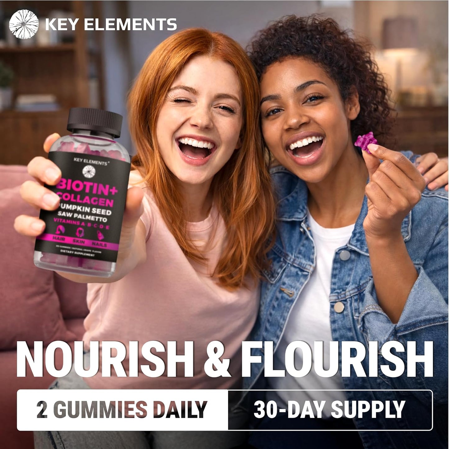 KEY ELEMENTS Biotin & Collagen Gummies – 10,000mcg for Hair, Skin & Nails - görsel 5