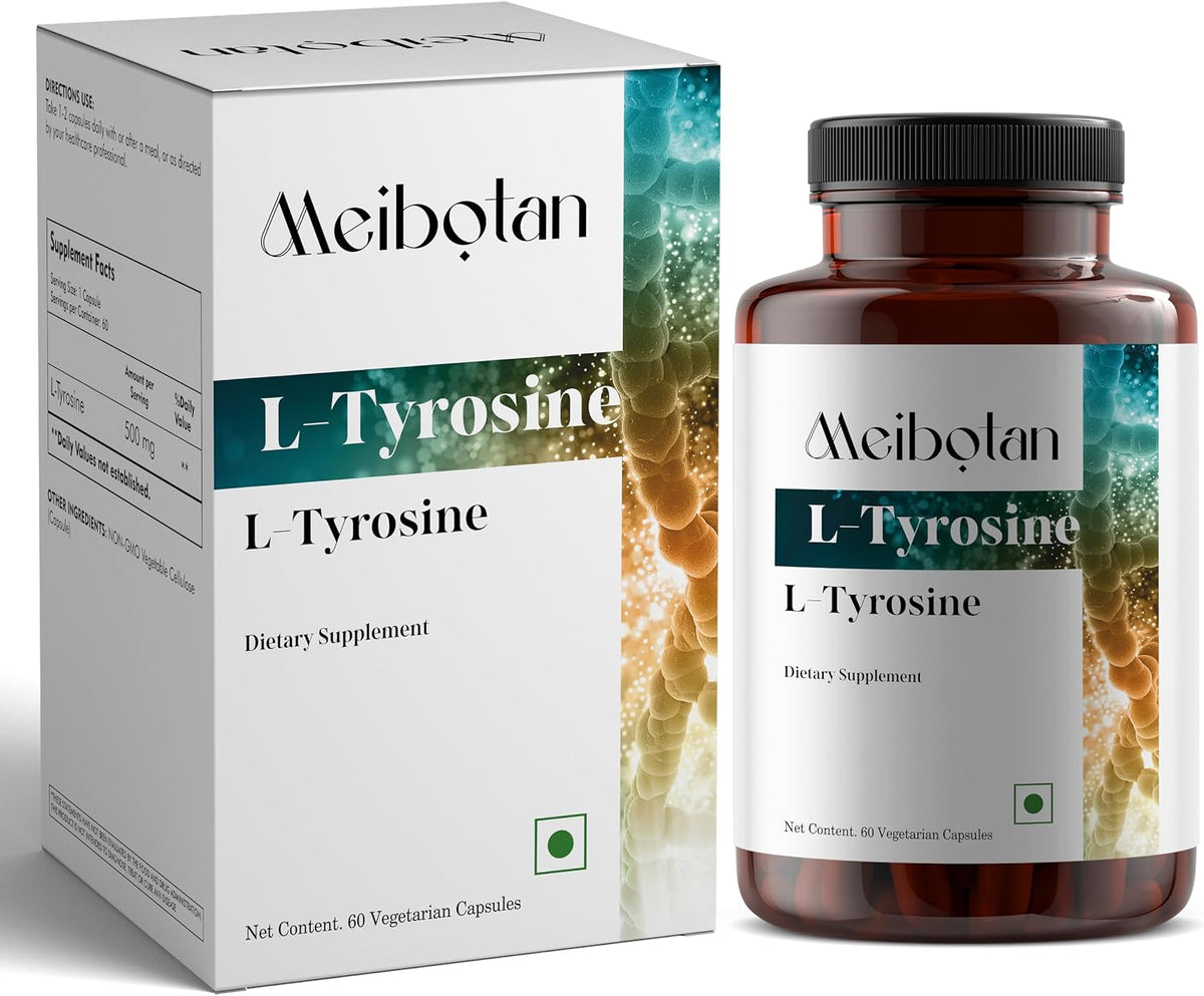 MEIBOTAN L-Tyrosine 500mg - Mental Focus & Energy Support - 60 Vegan Capsules – Image 1