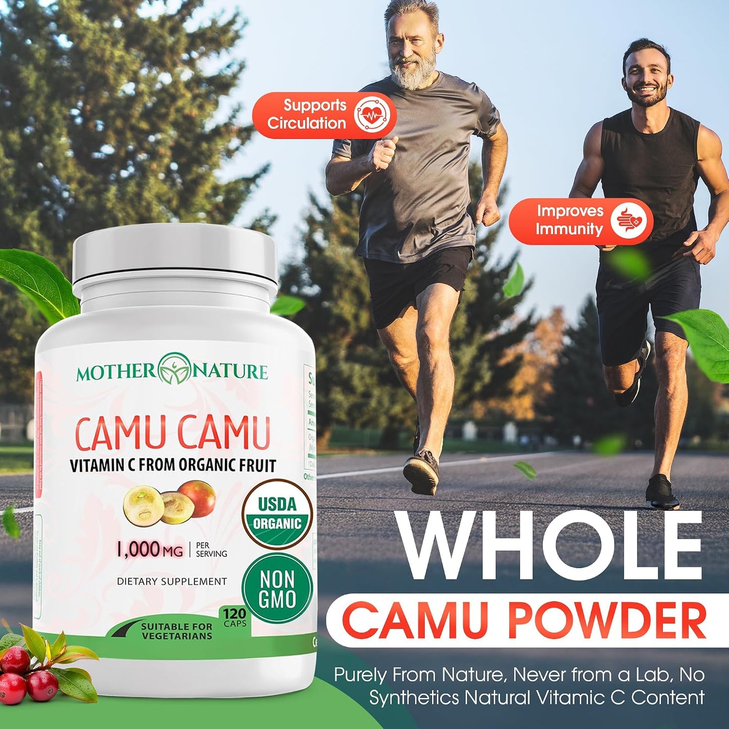 MNO Organic Camu Camu Vitamin C 1000mg, Wholefood Immune Support, 120ct - görsel 9