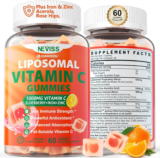 NEVISS Liposomal Vitamin C 1000mg Gummies with Elderberry, Zinc and Iron – Image 1