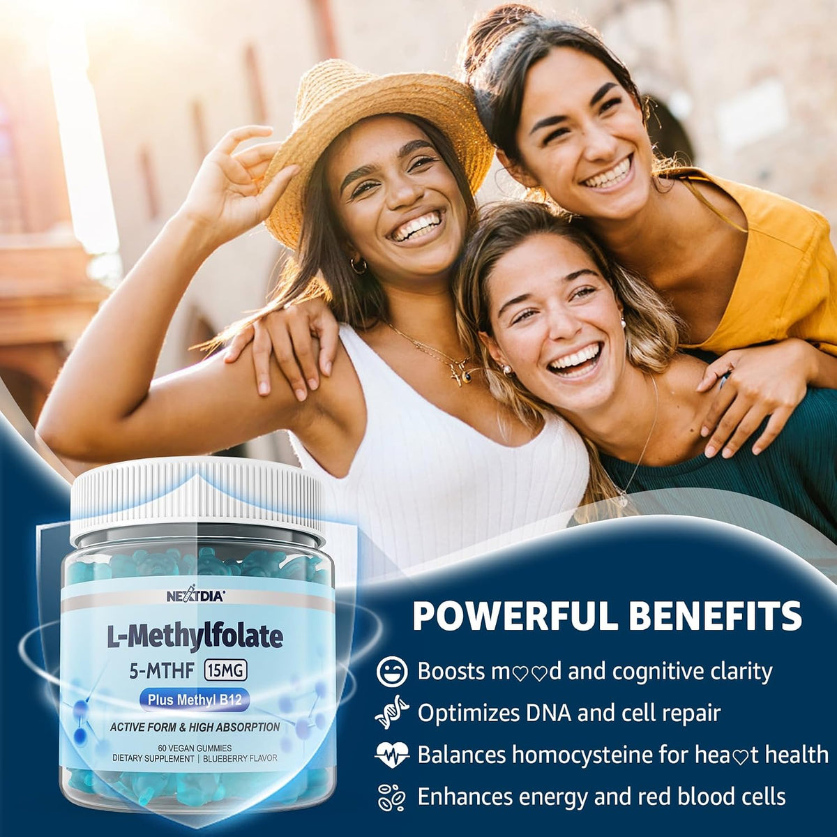 L-MethylFolate 15mg & Methyl B12 Gummies - – Folate Metabolism: Methylated forms insure efficient use for DNA – Image 4