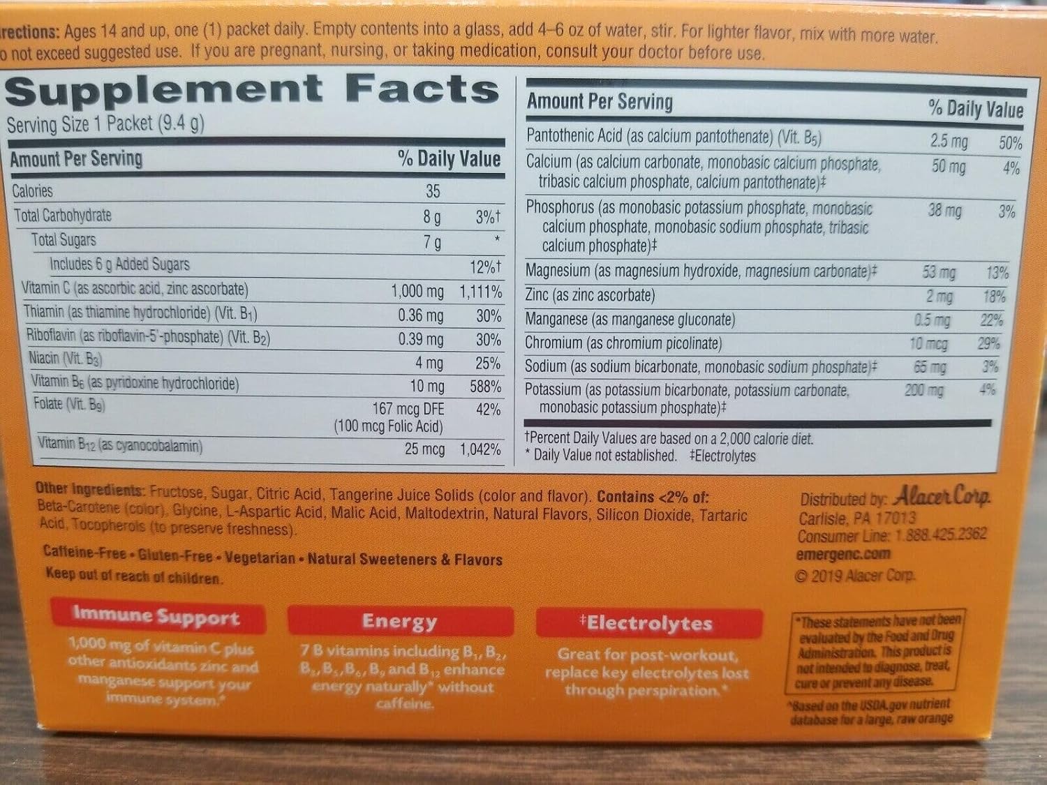 Emergen-C Vitamin C Tangerine Flavoured Drink Mix 30 Packets - görsel 2