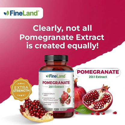 FineLand Pomegranate Extract 20:1 - 40% Ellagic Acid - Antioxidant Support - 120 Vegan Capsules – Image 8
