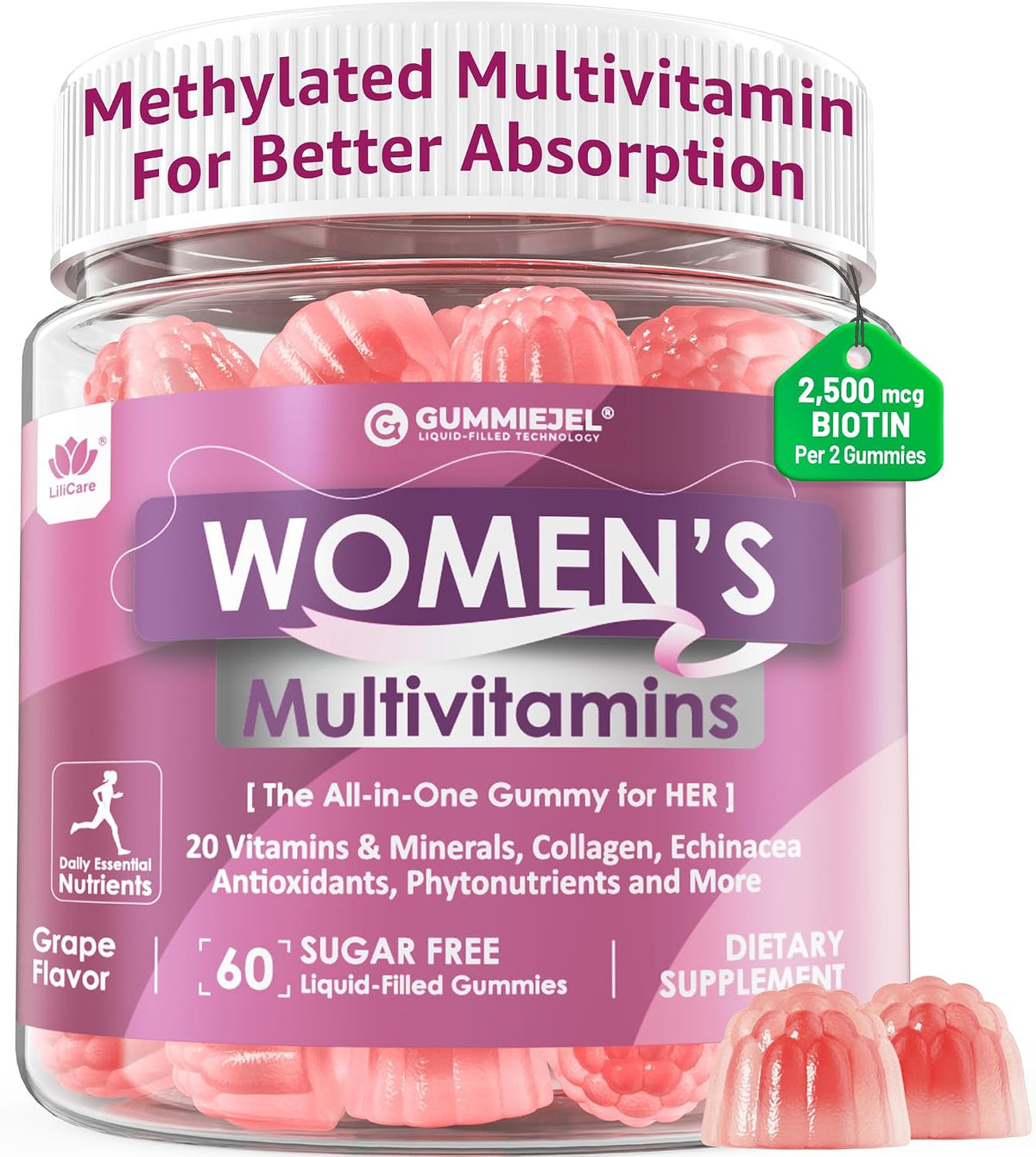 LILICARE Women's's Multivitamin Gummies - – Boosts your daily energy: Thanks to B vitamins, CoQ10 and iron, these – Image 1