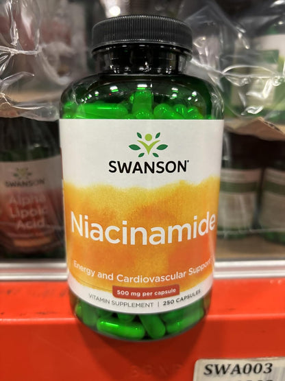 Swanson Niacinamide 500 mg Capsules – Vitamin B3 for Energy Metabolism and Joint Support