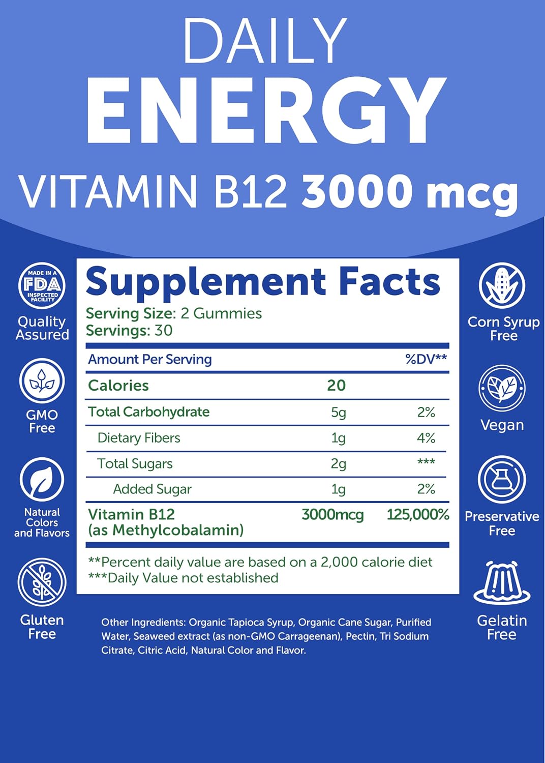 Lunakai USA Made Vegan Energy Gummies – – Contributes to Heart Health – B12 works with folate to regulate – Image 5