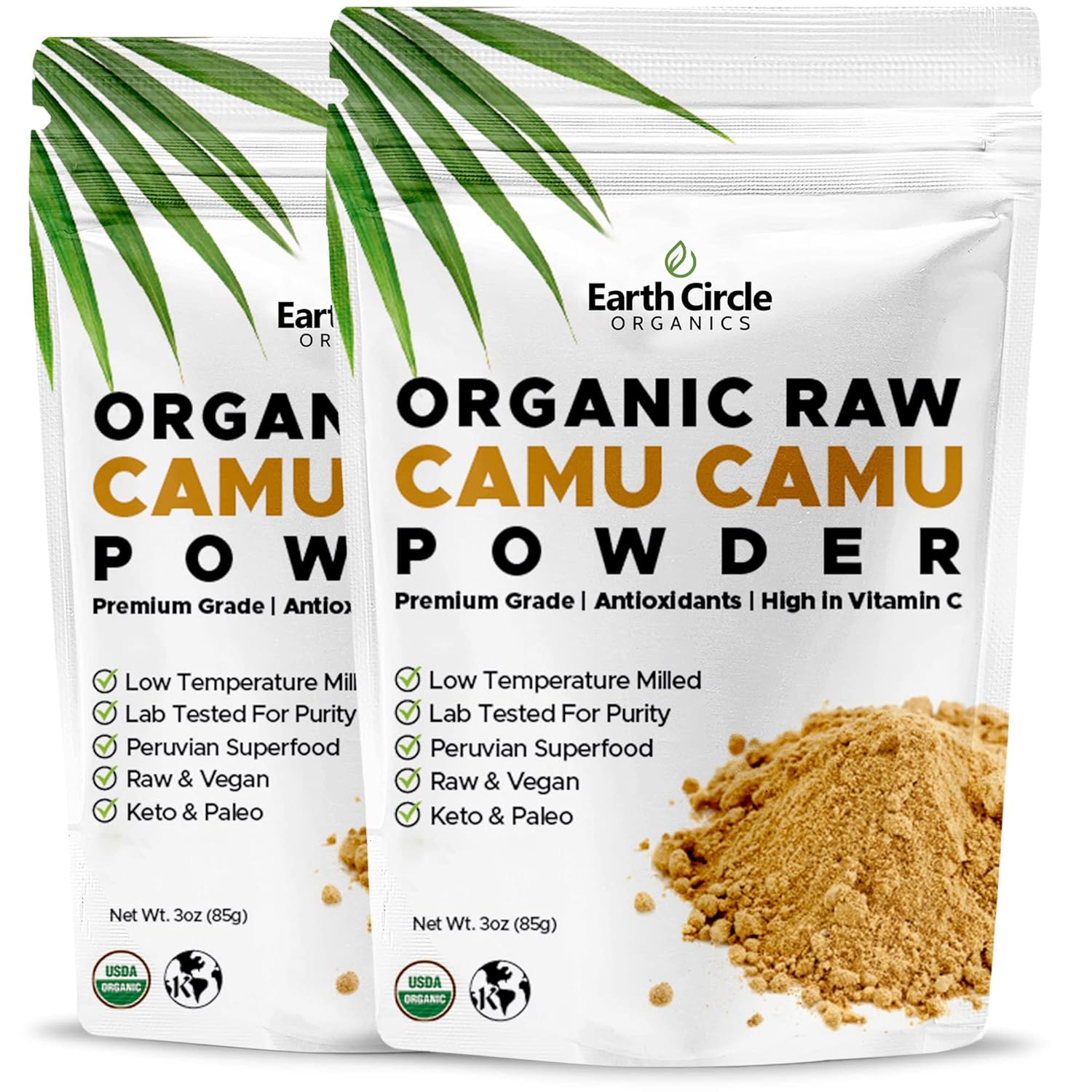 Earth Circle Organics Camu Camu Powder – Organic Raw Berry Powder with Natural Vitamin C & Antioxidants – Vegan, Kosher, Non-GM Superfood – 85g (Pack of 3) - görsel 9