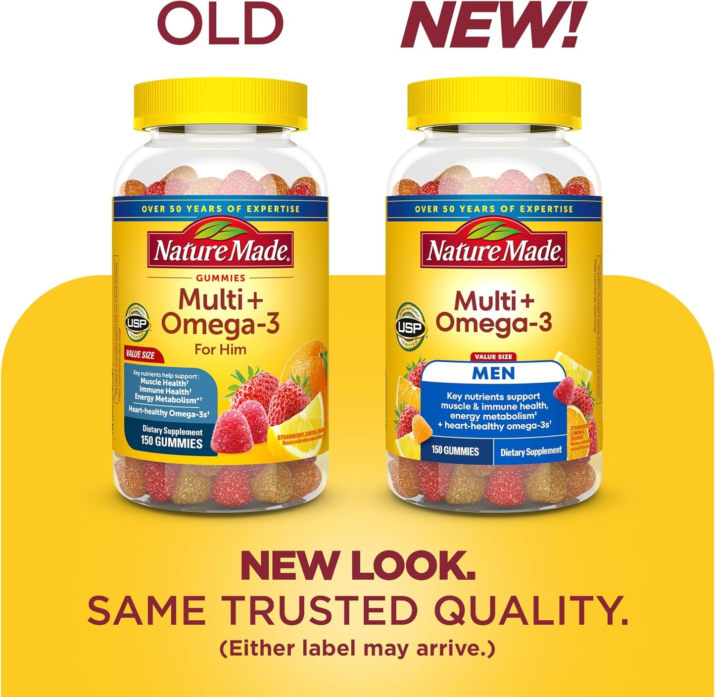 Nature Made Men's Multivitamin Gummies with Omega-3, 150 Count - görsel 2
