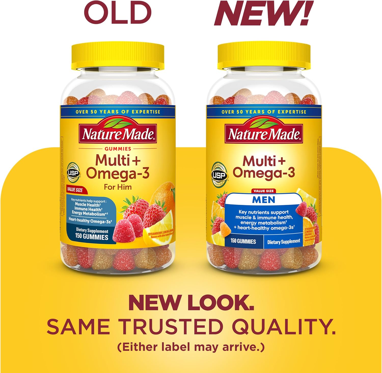 Nature Made Men's Multivitamin Gummies with Omega-3, 150 Count - görsel 2