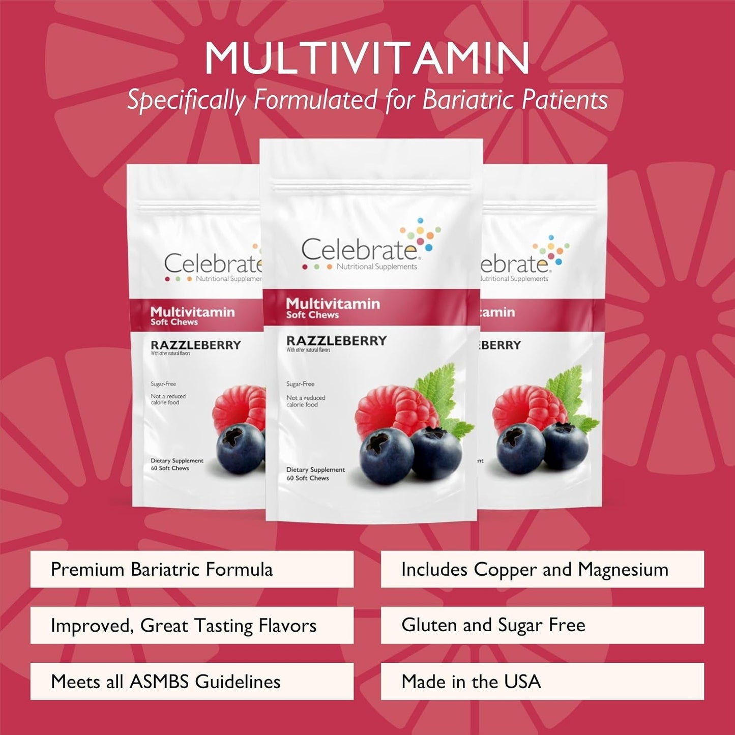 Celebrate Vitamins Bariatric Multivitamin Soft Chews - Berry (180 Count) - görsel 2